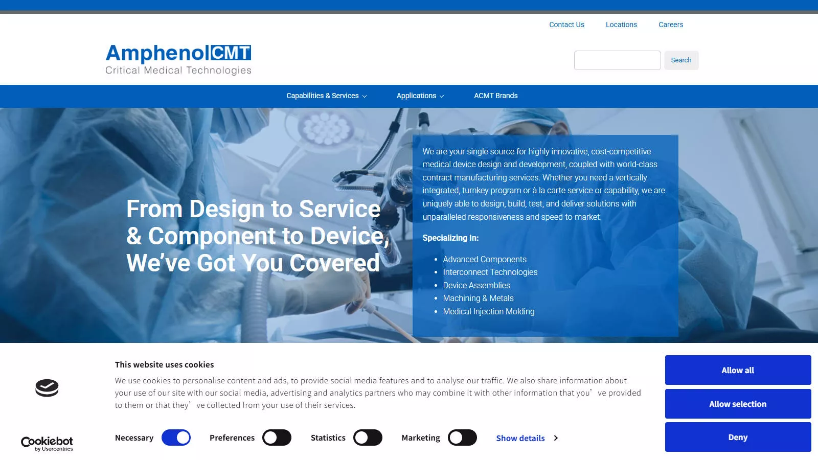 Amphenol Critical Medical Technologies medical interconnects, cables, and component assemblies