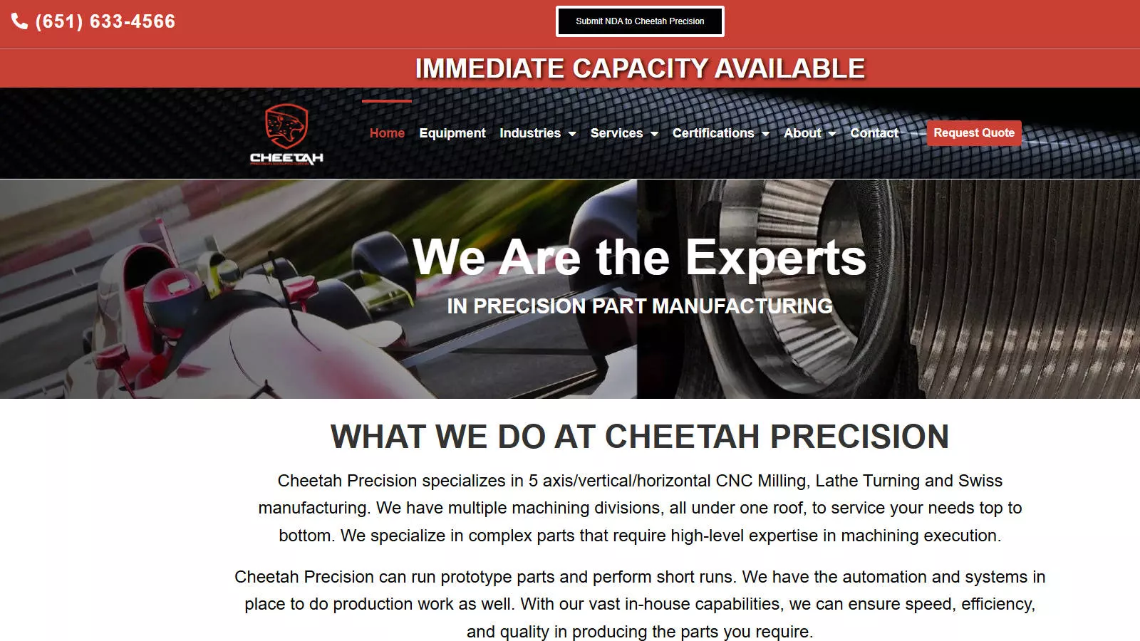 Cheetah Precision custom precision-machined components for medical and technical applications